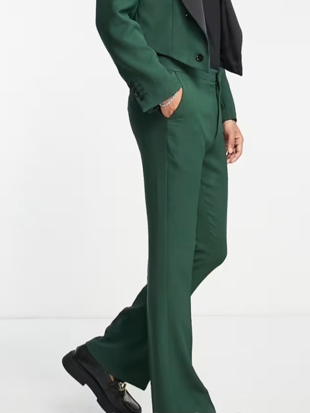 Asos Design Men's Skinny Flare Suit Pants Tailored Forest Green 28x30 - Picture 6 of 14